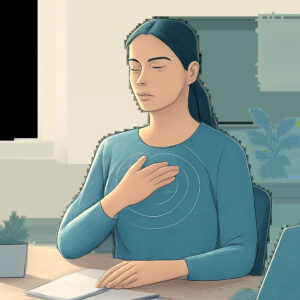 Illustration d’une routine respiratoire simple pour apaiser le stress et soutenir la récupération. Une ambiance calme et moderne qui évoque l’énergie mentale, la concentration et le bien-être au quotidien.